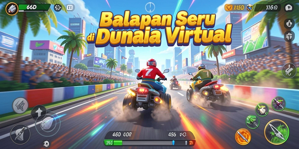 Gameplay seru 66D dengan mobil balap yang cepat dan trek menantang.