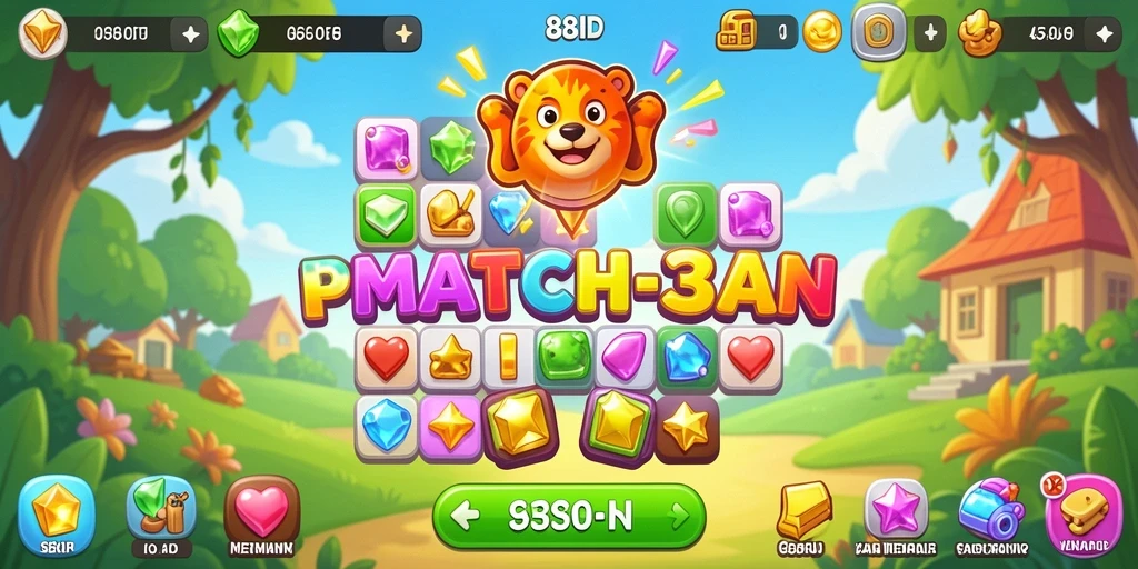 Screenshot gameplay 88ID yang menunjukkan aksi match-3 yang mendebarkan.