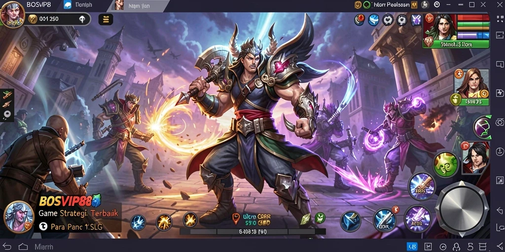 Tampilan gameplay menakjubkan dengan pertempuran strategis.