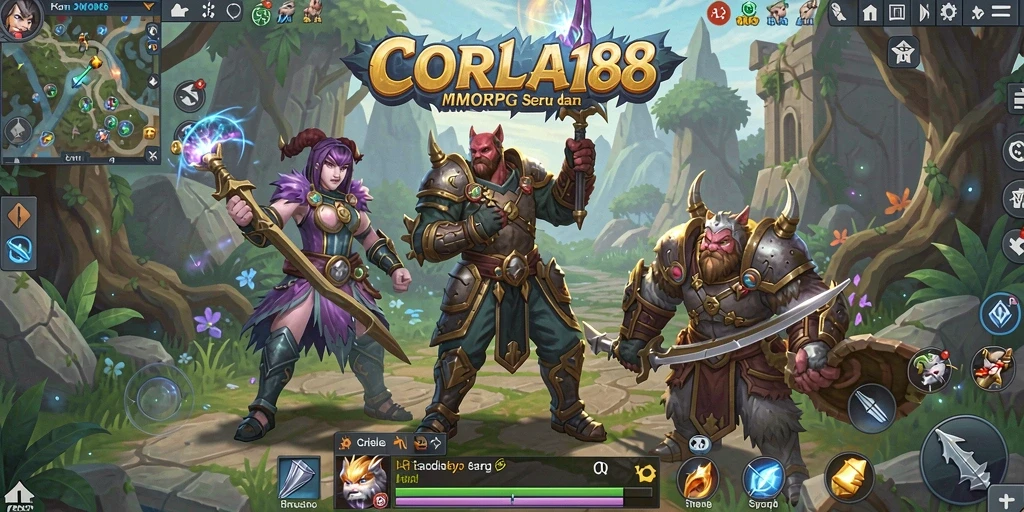 Screenshot gameplay <strong>CORLA188</strong> yang menampilkan pertarungan epik di dunia MMORPG.