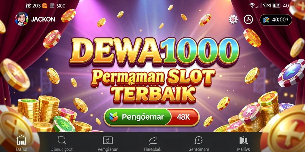 Screenshot utama DEWA1000 menampilkan gameplay Slot yang mengasyikkan.