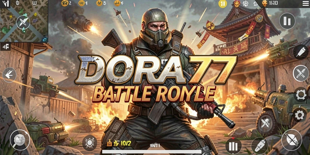 Tampilan gameplay seru di DORA77 dengan aksi Battle Royale yang mendebarkan.
