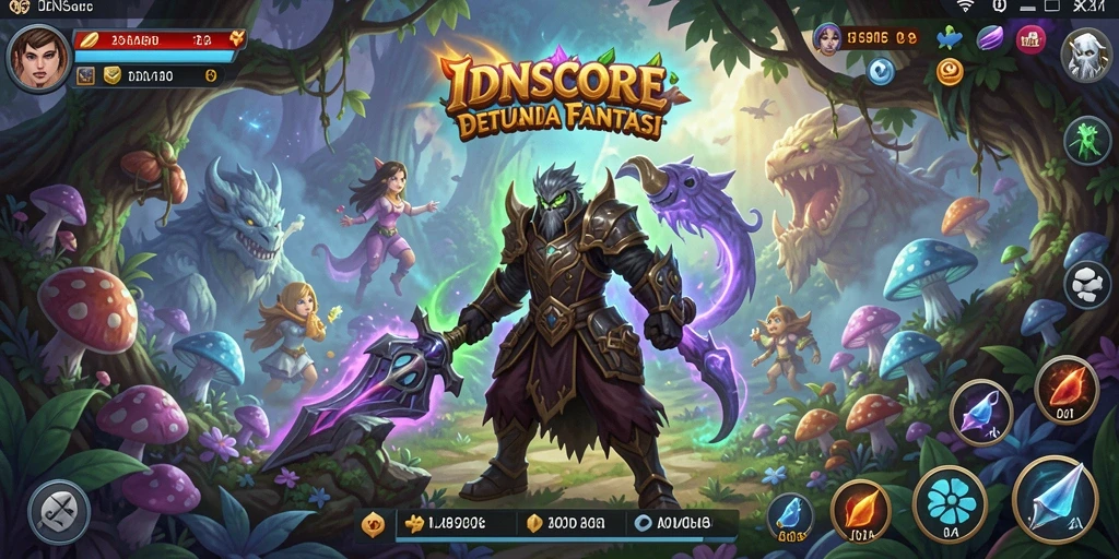 Gameplay IDNSCORE yang menampilkan pertarungan strategis dan eksplorasi.