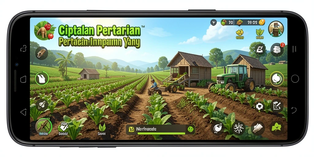 Screenshot gameplay IN22 menampilkan ladang subur yang indah.