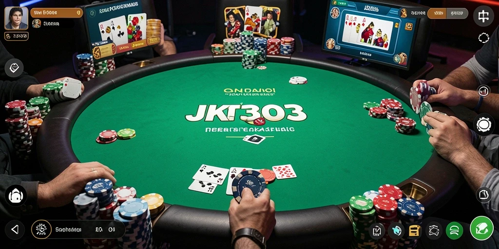 Screenshot menampilkan gameplay Poker yang seru dan interaktif.