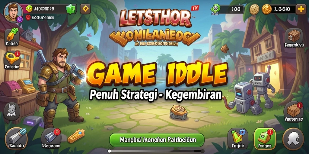 Tangkapan layar gameplay LETSTHOR dengan fitur strategis idle.