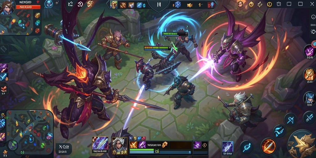 Tangkapan layar dari NEXGID menunjukkan aksi seru di arena MOBA.