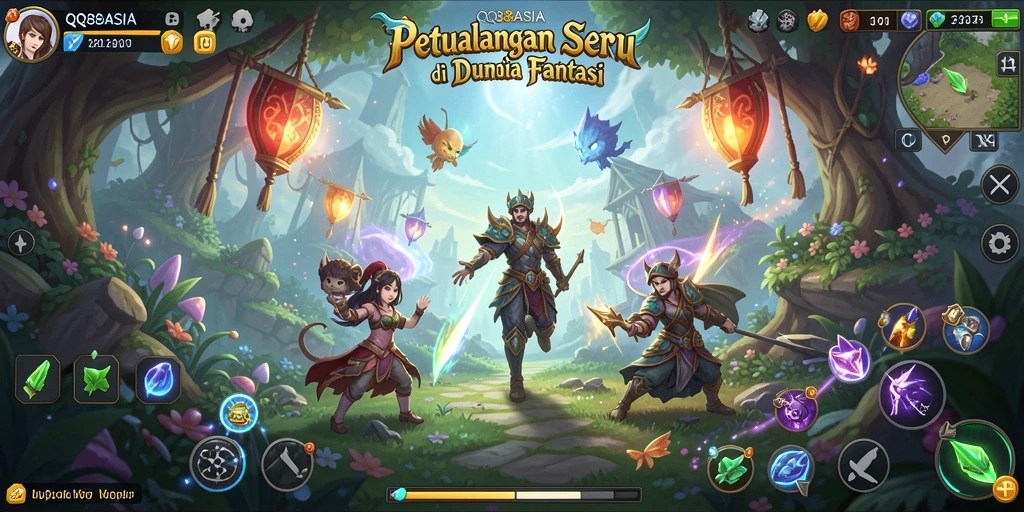 Screenshot gameplay QQ88ASIA menampilkan aksi mendebarkan di dunia petualangan.