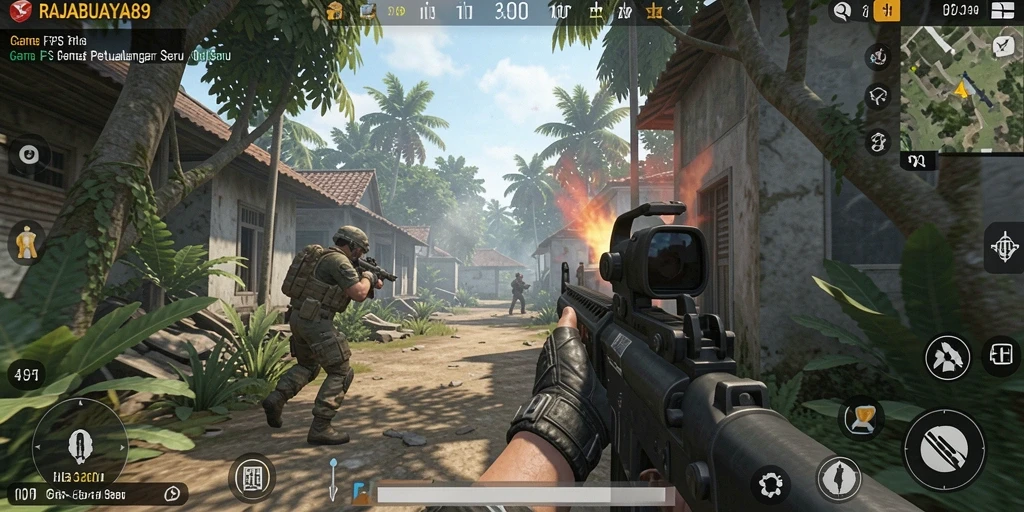 Tampilan seru gameplay RAJABUAYA89 dalam aksi FPS.