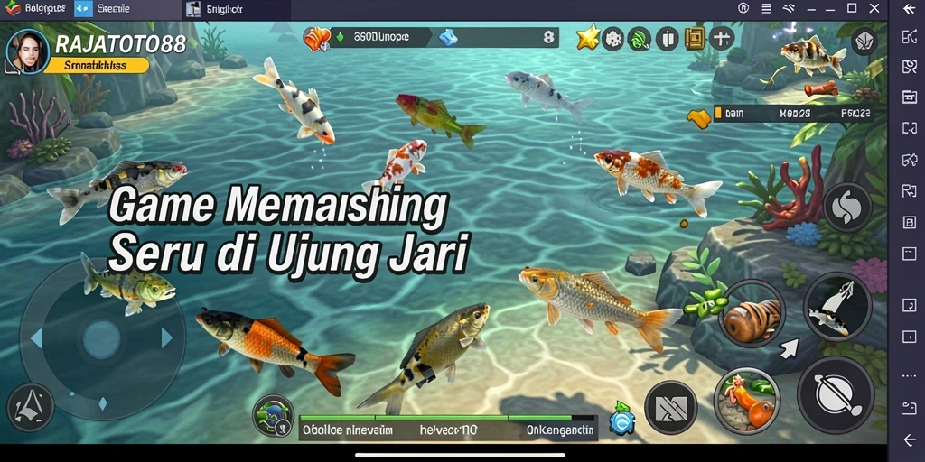 Tampilan gameplay memancing yang seru dan mengasyikkan dalam RAJATOTO88.