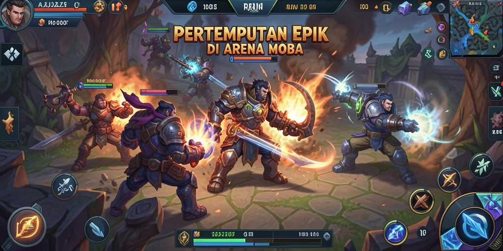 Gameplay seru dan menegangkan dalam RAJAZEUS di arena MOBA.