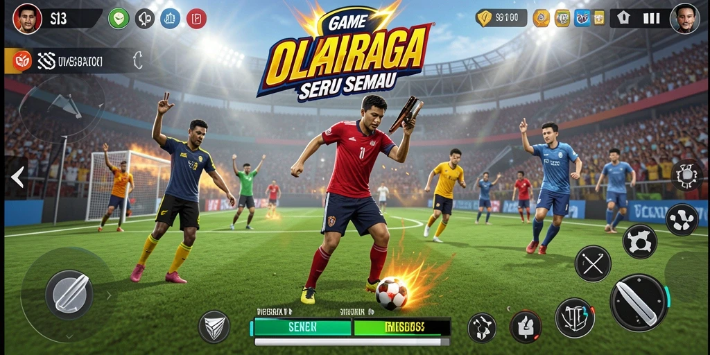 Screenshot gameplay S13 menampilkan aksi olahraga yang mendebarkan.