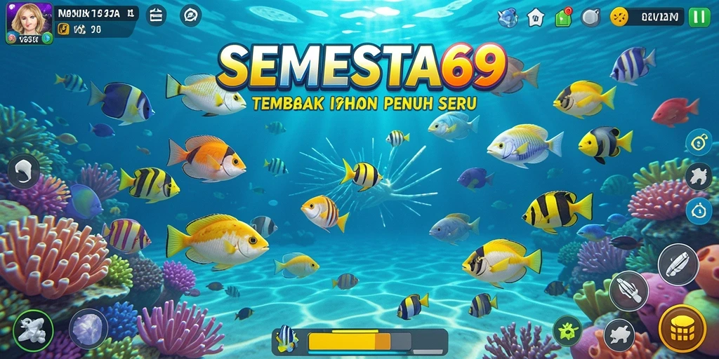 Tampilan gameplay SEMESTA69 dengan berbagai ikan yang menantang.