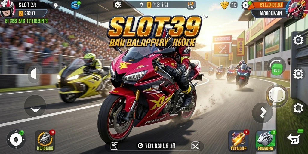 Tampilan gameplay SLOT39 dengan balapan motor yang seru.