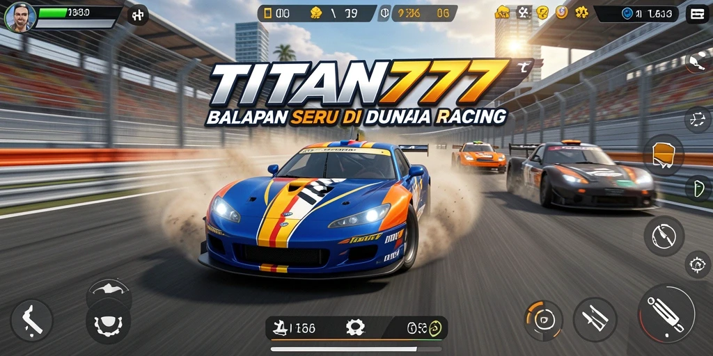 Tangkapan layar utama dari gameplay balapan di TITAN777.