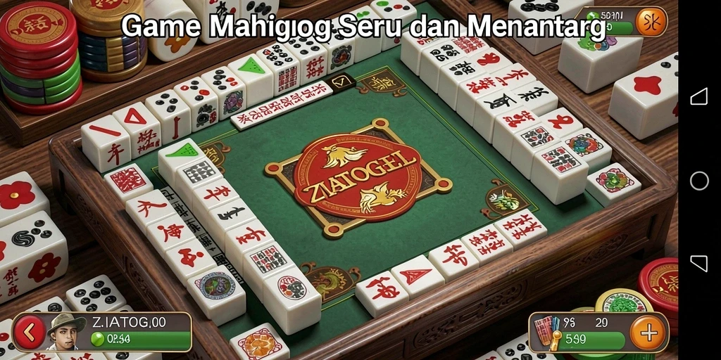 Screenshot gameplay ZIATOGEL menampilkan suasana permainan Mahjong yang menawan.